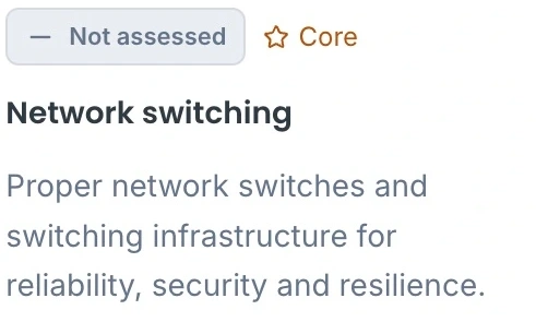 Network-switching report detail marked Not assessed; demonstration data